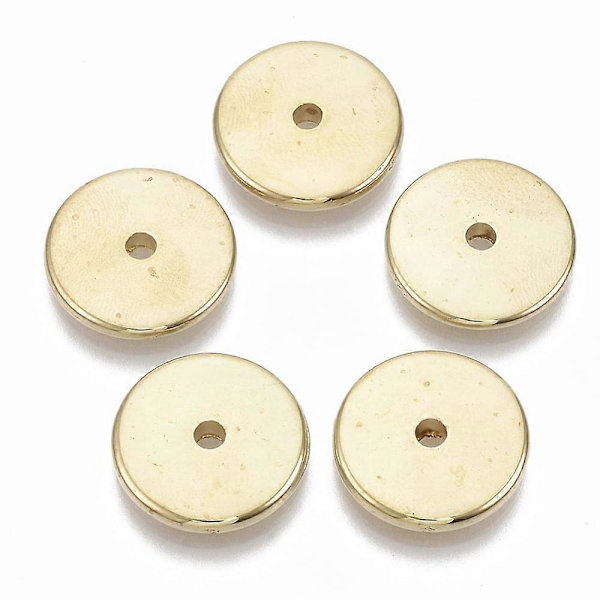 50 kpl CCB-muovihelmiä, litteä pyöreä, kultainen, 18x3 mm, reikä: 2,5 mm