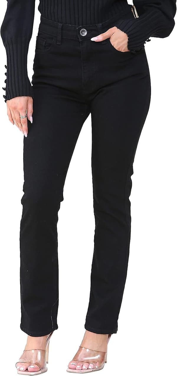 Høy Liv Rett Ben Jeans Klassisk Denim Elegance