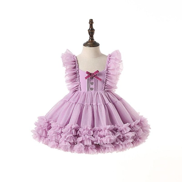 Tjejklänning spansk prinsessklänning barn lolita tutu kjol grimmig kjol Purple 130cm