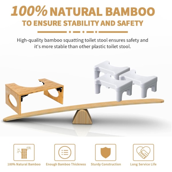 Squatty Potty Den Originale Toilet Skammel - Bambus Flip, 8\" Højde, Brun