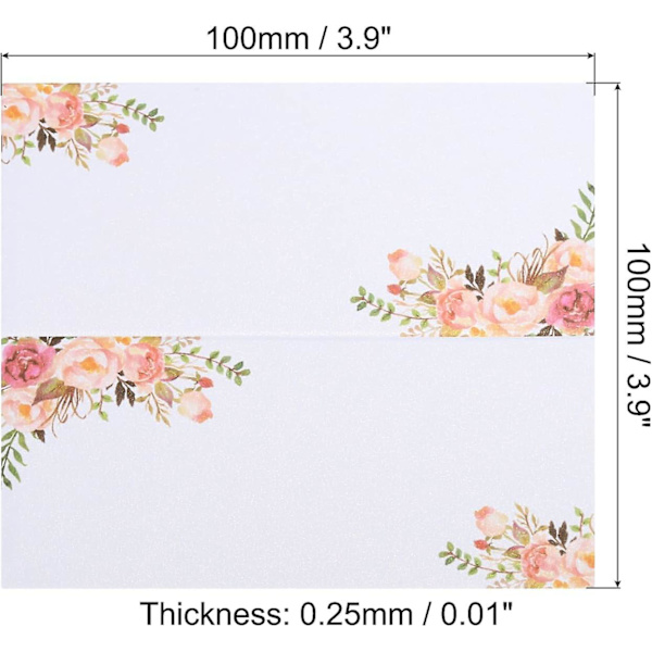 Namnskyltar för bord, 10 st 3,9 x 3,9 tum, gynnsam dekoration, blomsterplats, tomt kort för bröllopsfest, sittplatser, rödgrön