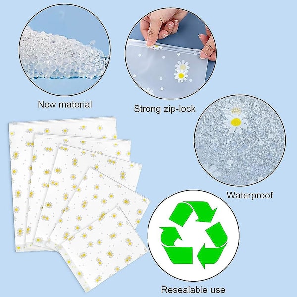 Vattentät reseväska, 25 stycken transparenta frostade plastpåsar med dragkedja
