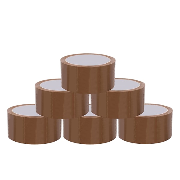 6 Rullar Packtejp, Emballagetejp, Kartongtejp, Standard, 66 m Lång, 48 mm Bred, Brun Emballagematerial