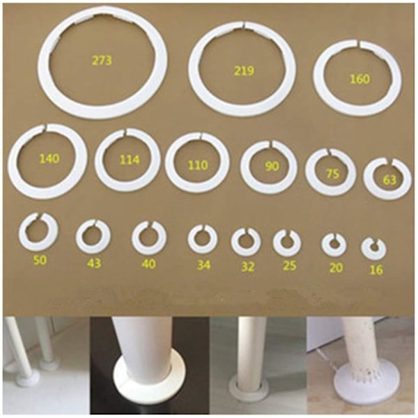 4 kpl Seinälaipan ulkohalkaisija Laippa Helppo asennus Muovinen patterin peitelevy Vesiputken viemärilinjan suojus Kaulus Seinäputken suojus Koristelu Pi White 40 mm