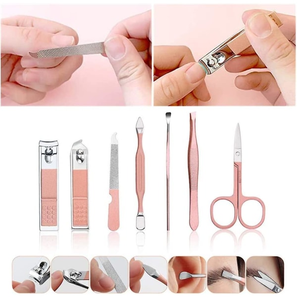 Nagelklippare Manikyrset, acsergery Professionell 7 i 1 Ögonbrynsklippare Pinzett