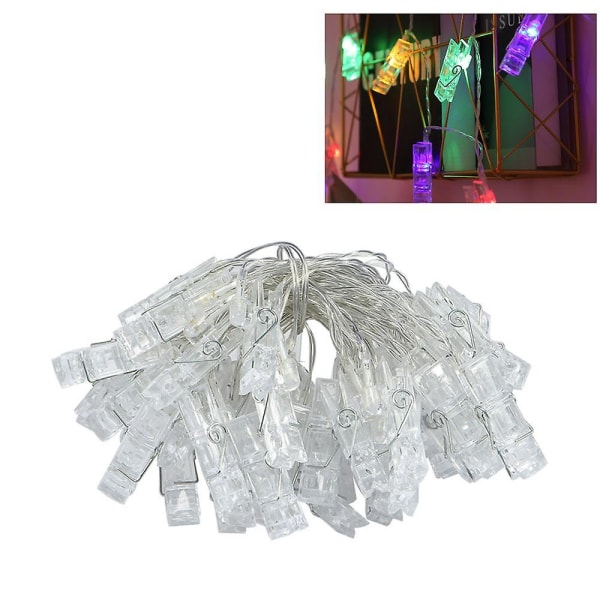 Paristokäyttöinen LED-valoketju valokuvapidikkeillä (20/40 LED) multicolor big clip 6m 40lights