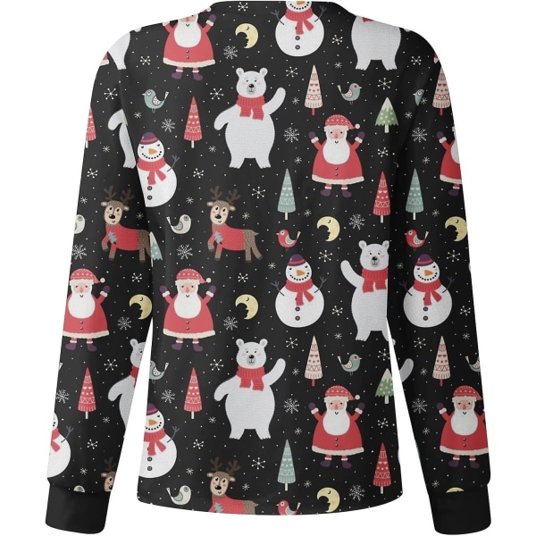 Dame Skrubjakke Trykt Jul Trykte Skrubjakker For Kvinner Høst Skrub Topper Jul Grafisk Sykepleiejakker 4XL B