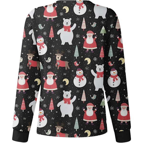 Dame Skrubjakke Trykt Jul Trykte Skrubjakker For Kvinner Høst Skrub Topper Jul Grafisk Sykepleiejakker L B
