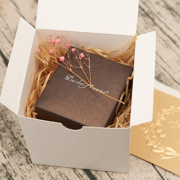 Presentaskar 3 x 3 Tum Vit Pappersaskar med Lock för Presenter Hantverk Cupcakes Förpackningsaskar (50)