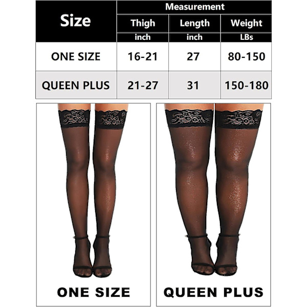Naisten liukuesteiset silikonipitsi-silkkiset reisimittaiset sukat 1Black One Size