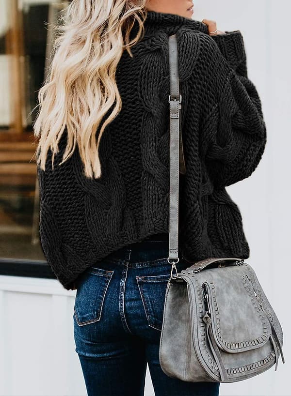 Dame Kabelstrikket Rullekrave Sweater Afslappet Tyk Langærmet Top Pullover Til Vinter