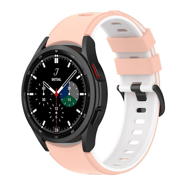 Silikoninen kellon ranneke Samsung Galaxy Watch 4/5/6 40/44mm / Watch6 Classic 43mm 47mm / 5 Pro 45mm -kelloille Pink  White
