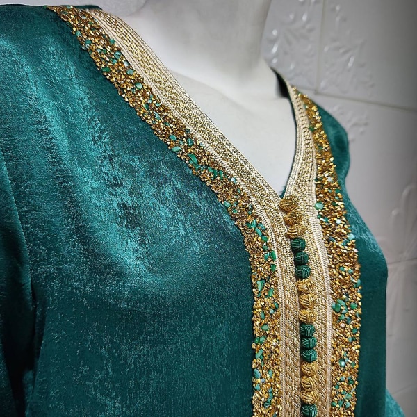 Eid Abaya Tyrkisk Islamsk Bekledning For Kvinner Green XXL