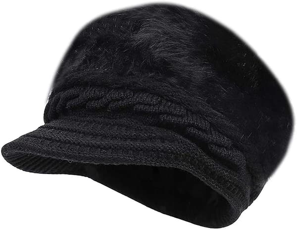 Dame Jenter Spiss Lue Hatt Visir Beret Vinter Termisk Baker Boy Caps