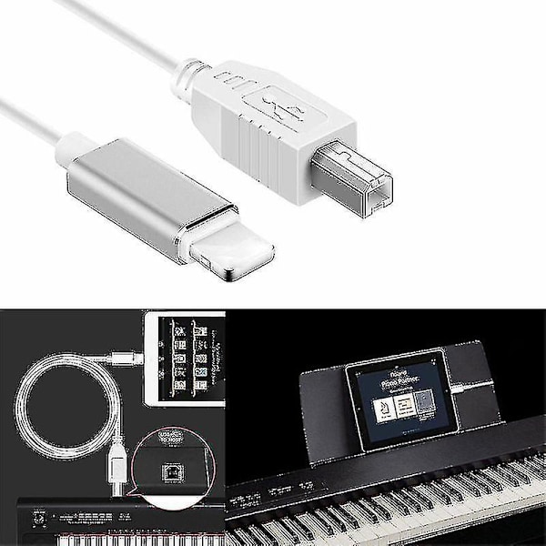 Lightning till Type-B MIDI Keyboard-omvandlare USB 2.0-kabel för iPhone 7 8 X iPad