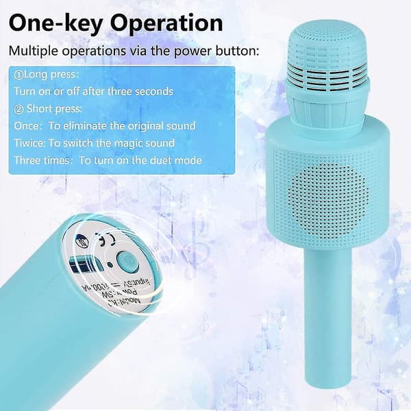 Trådløs Bluetooth Karaoke Mikrofon, Bærbar Karaoke Afspiller til Børn Blue