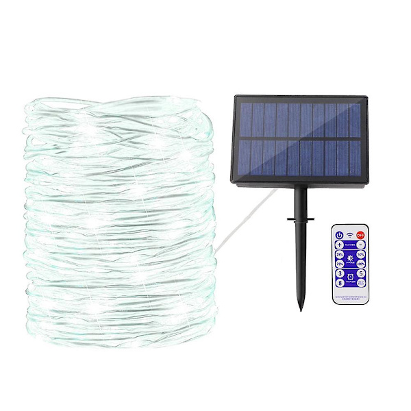 Solcellslinga, 72 fot 200 LED 8 mönster för utomhus inomhus heminredning trädgård uteplatsfest White