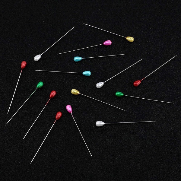 200 stycken Långa droppnålar med pärlnålar Raka Corsage-nålar Synålar Boutonniere-nålar för sömnad Hantverk bröllopsdekorationer (vit, flerfärgad)