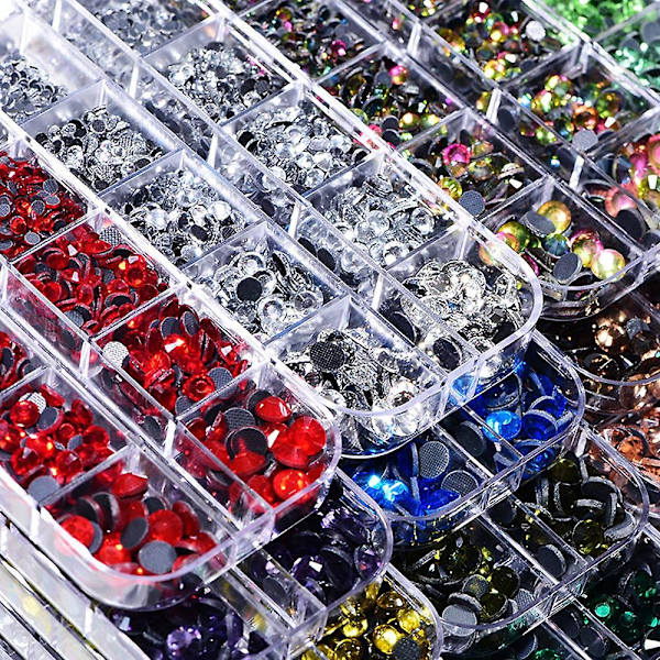 Litteät takapuoliset strassit Kristalli Litteät takapuoliset helmet Pyöreät kristallistrassit käsitöihin colorful