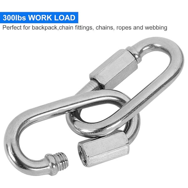 20 stk. Quick Link 3/16, Rustfri Stål Kædeled, 150 kg Belastning Oval Låsekarabinhage Nøglering Connector, Lille Gevind Quick Kædeklips Til Kæledyr, Ba
