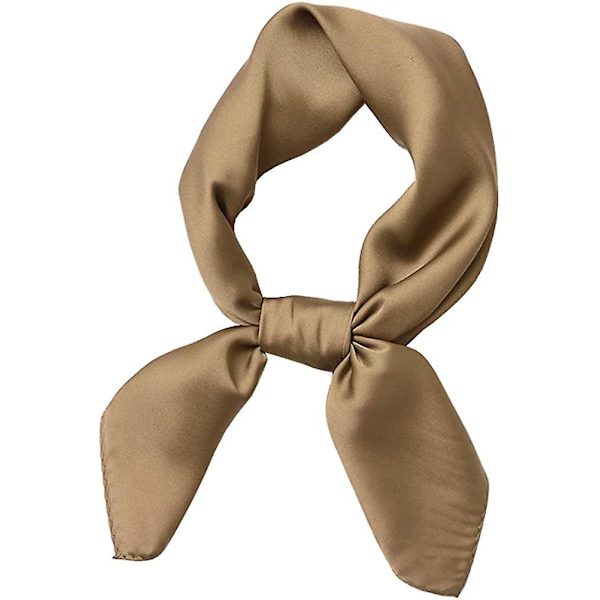 Dam silkesliknande enfärgad fyrkantig Olaof-halsduk mode satin nackhår slips band Champagne