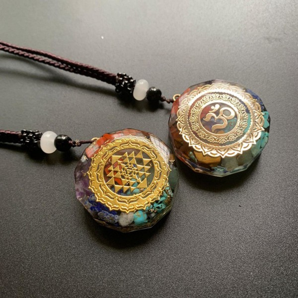 Lucky Orgonite Halsband för män Kvinnor 7 Chakra Healing Kristallhänge Andlig Yoga Smycken Present A