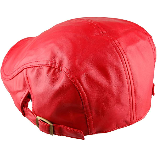 Lierihattu miehille. PU-nahkainen Newsboy Lakki Cabbie Ivy Gatsby Baretti Hattu Autoiluun Red