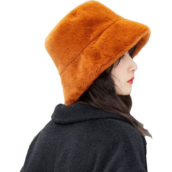 Kvinnor Fuskpäls Cap Bush Hat Bred brätte Fluffig Vintage Super Mjuk hatt Acsergery Present