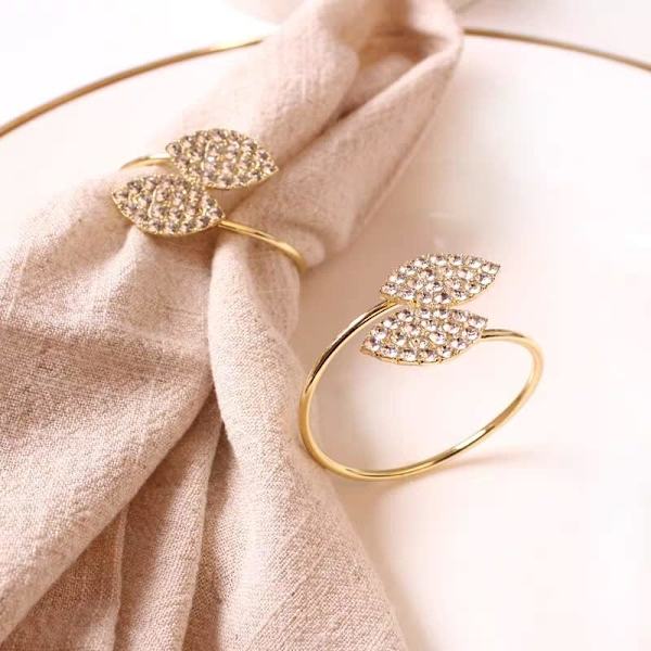 12 stk. Serviettringer Sett Rhinestone Serviett Holder Ringer Gull Håndlaget Spenne Holder Borddekorasjon