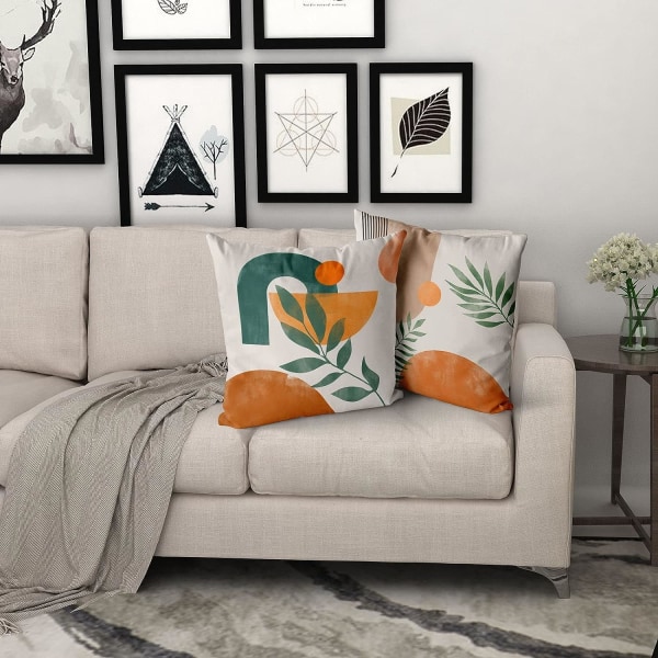 Mid Century Moderne Pyntepudebetræk Abstrakt Boho Pudebetræk Geometrisk Minimalistisk Dekorativt Pudebetræk 18x18 Sæt med 4 til Sofa Hjem Sofa