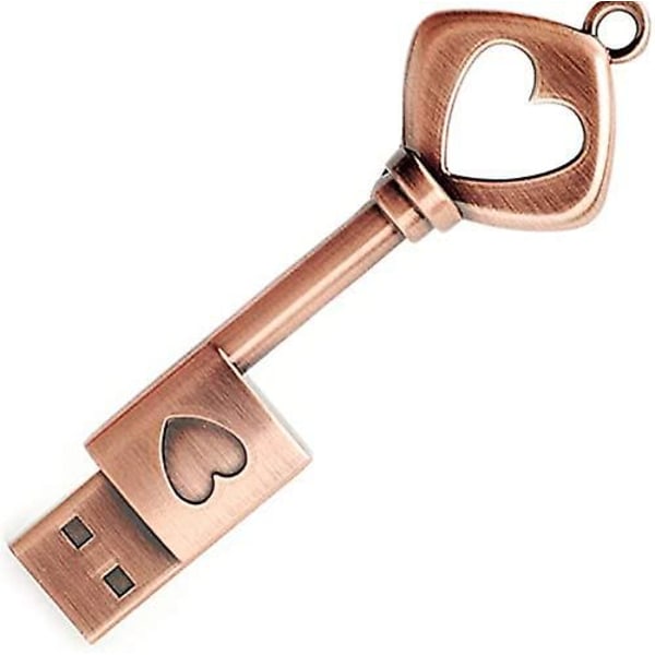 Kärleksknuten Flash-enhet Hjärtformad USB-minne Metall Zip-enhet Retro Födelsedag Bröllopsgåva Datalagring Foto Stick För Familj, Barn, Vänner, Studenter 16GB Love Key