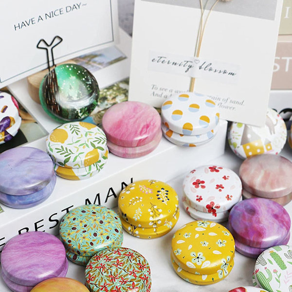 12-pak Runde Tomme Dåser Æsker Lysglas, Blomster Mini Rejse Dåser, 20 ml Genopfyldelig Beholderflaske Til Lys, Læbepomade, Salve, Øjenskygge, Puder