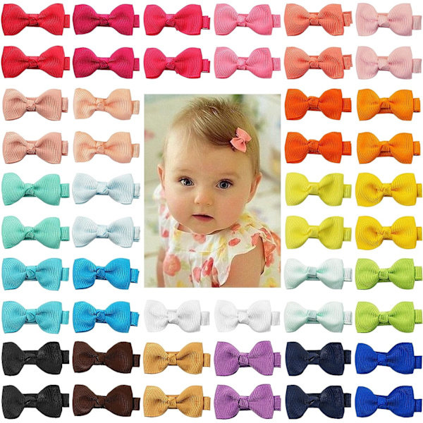 Baby Jenter Hårbånd Grosgrain Bånd 4.5\" Hårsløyfer Hårbånd Stor Sløyfe Hårbånd for Småbarn Pakke med 20 Små Sløyfeklemmer