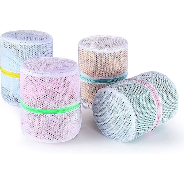 Sett med 4 vaskeposer i netting for BH-er med premium glidelås, vaskeposer for BH-er for sokker Acsergery-gave