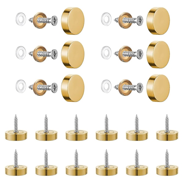 20-pack 14mm Spegelskruvar, Borstad Rostfritt Stål Skruvlock Med Dekorativt Lock För Speglar, Bord, Badplattor, Skåp, Glaspaneler (guld)