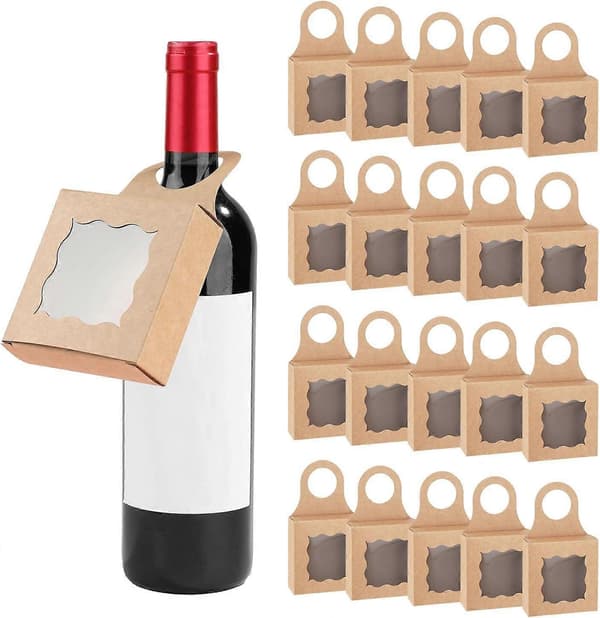20 st Vinboxar i Papper, Tomma Vinflaskor Vikbara Flaskhängare Presentask