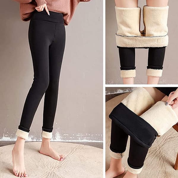 Fleeceforede Vintervarme Leggings Dame Termiske Pels Fleeceforede Leggings Bløde