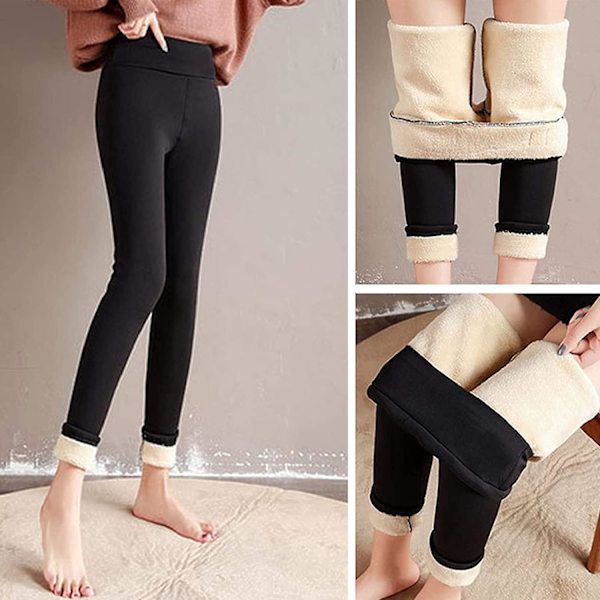 Fleeceforet Vinter Varme Leggings Dame Termisk Pels Fleeceforet Legging Myk