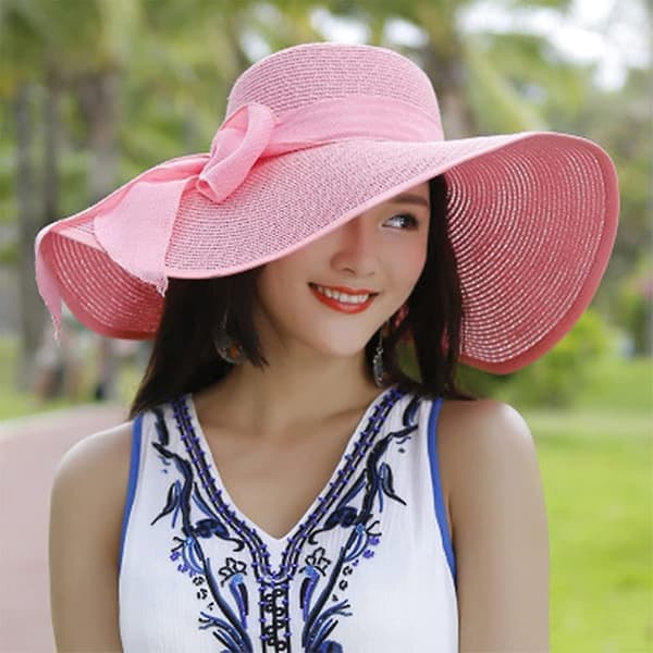 Dam Folable Floppy Hat, bredbrättad solskyddshalmbredd, sommar UV Pink