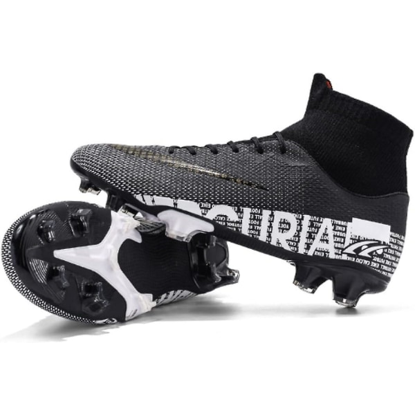 Fotbollsskor Barn, High-Top Fotbollsskor Pojkar Flickor, Andningsbara Fotbollsskor Med Dobbar EU40 black