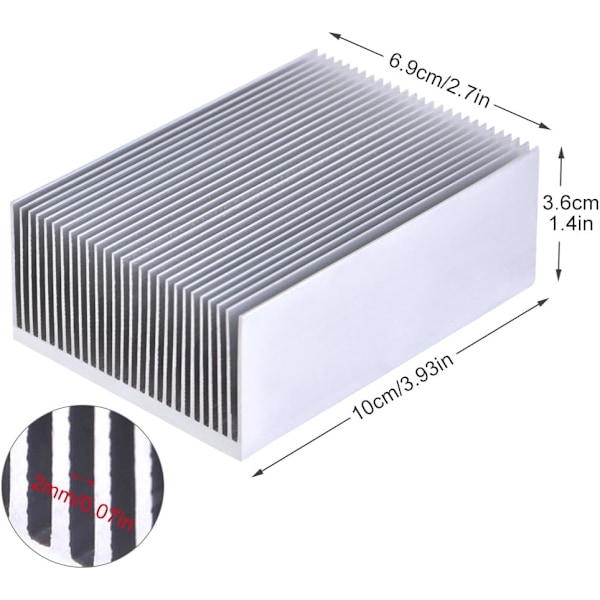 Aluminium Kjøleribbe, Kjøleribbemodul for Høyeffekt LED-forsterker Transistor Halvlederenheter med 23 ribber
