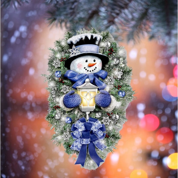 2st Christmas Snowman Wreath Dörr Fönsterdekal Dekal Xmas Shop Heminredning (20*30cm)