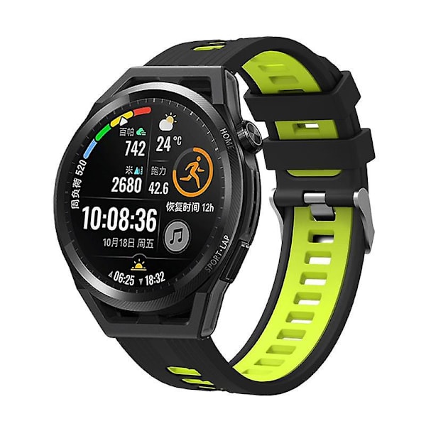 20mm Silikon Sportrem For Samsung Galaxy Watch6 40/44mm/Watch 4/5 40/44mm /5 Pro 45mm Dobbelt Farge Black  Grass Green