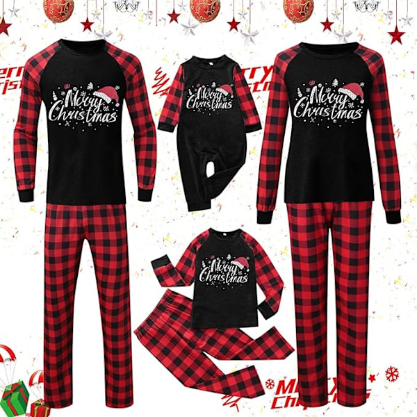 Familie Matchende Pyjamas Plaid O Hals Sjovt Printet Julepyjamas Behagelige Anime Pyjamasbukser Løse Pijamas De Navidad Kid 6 7T