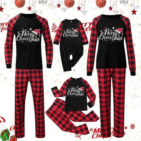 Familjematchande Pyjamas Rutiga O-Hals Roliga Tryckta Julpyjamas Bekväma Anime-Pyjamabyxor Lösa Pyjamas De Navidad dog clothing S