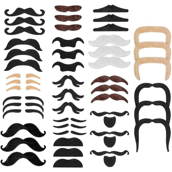 Falska mustascher, 48 delar mustasch klädselklistermärke Mario och Luigi Beard