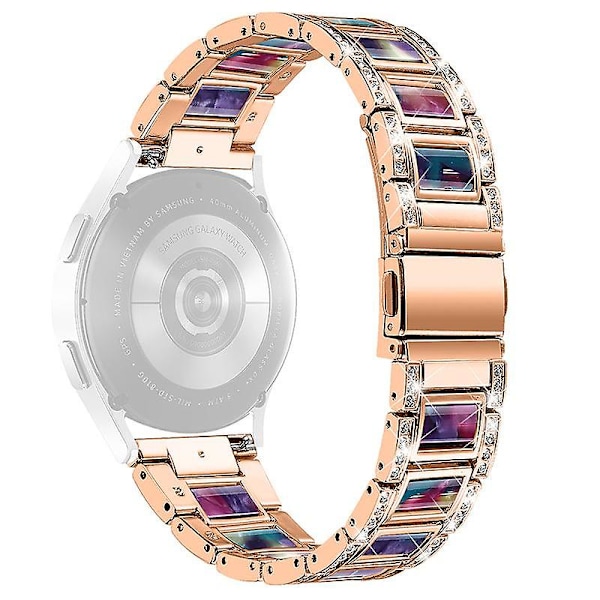 Urrem i rustfrit stål og resin til Huawei Watch GT 2 42mm/Watch 2/Honor MagicWatch 2 42mm Rose Gold Purple Green Mix