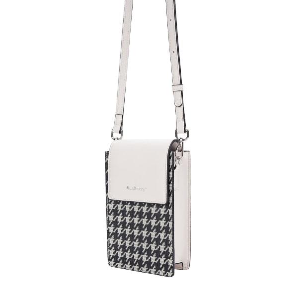 Magnetisk knappsplicing Gird PU läder crossbody väska liten axelväska för resor, dagligt bruk Beige