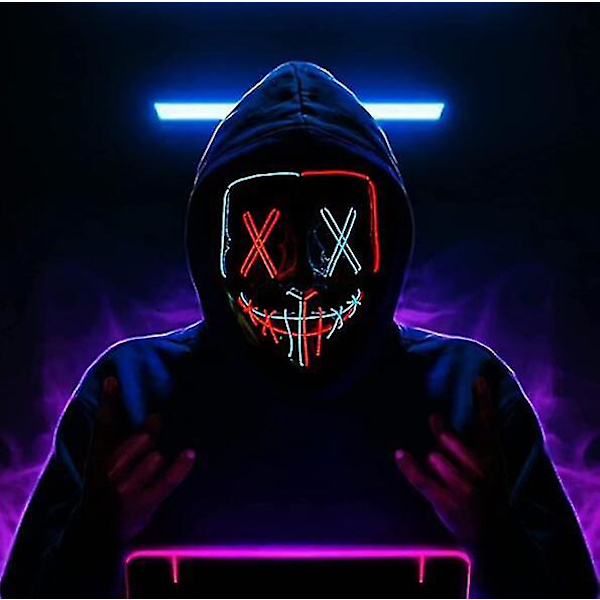 Stitches Kaksivärinen LED-naamio Halloween Cosplay Pukunaamio Valoisa Festivaalijuhla blue red