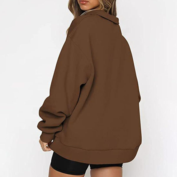 Naisten syksyn collegepaidat, Oversized puolivetoketjullinen pitkähihainen collegepaita, neljännesvetoketjullinen trendikäs huppari, asuja teineille m0 coffee Small